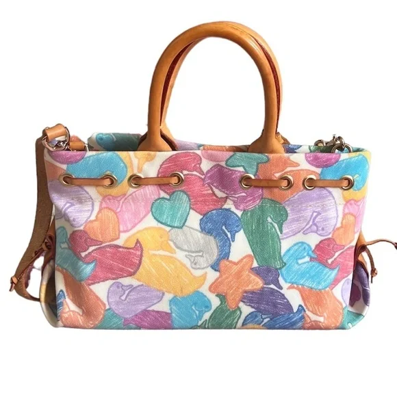 Vintage Dooney‎ & Bourke Scribble Hearts Duck Patterns Handbag